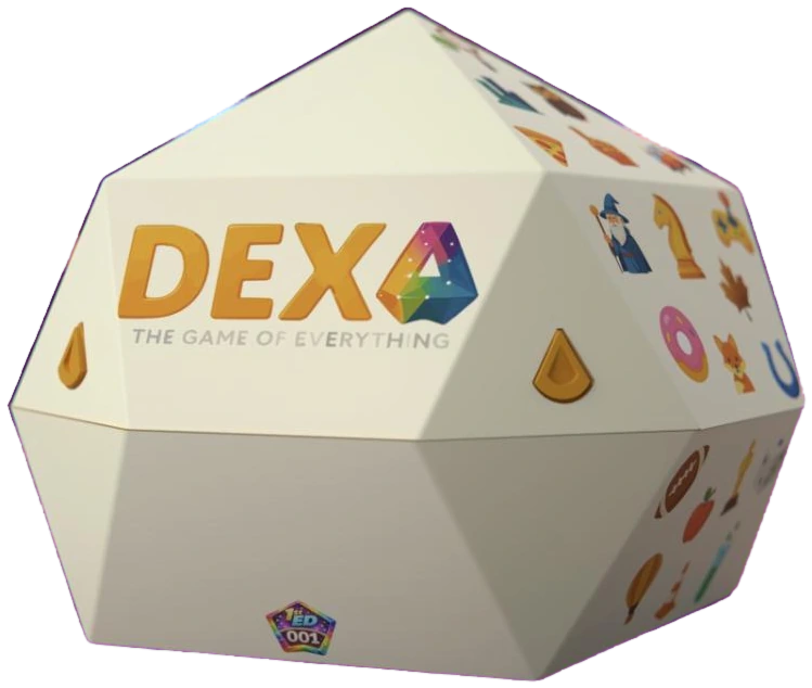 The DEXA game box, a faceted 1st Edition collectible unit